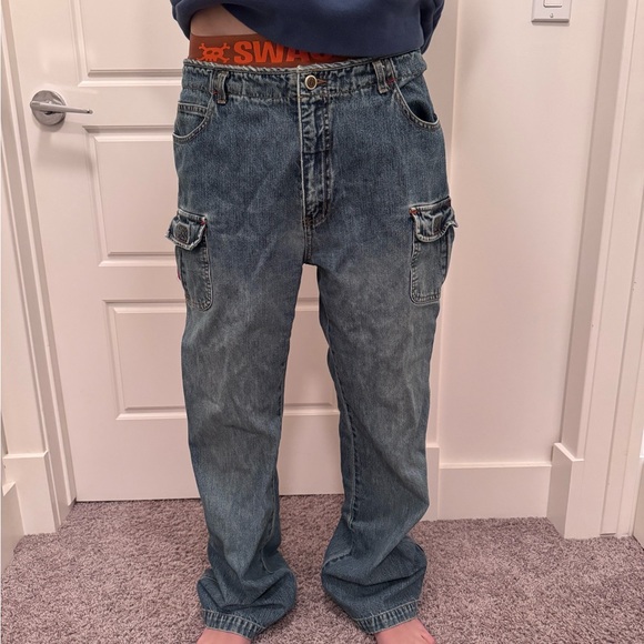 Baggy navy blue cargo jeans high state brand jeans - Picture 1 of 12